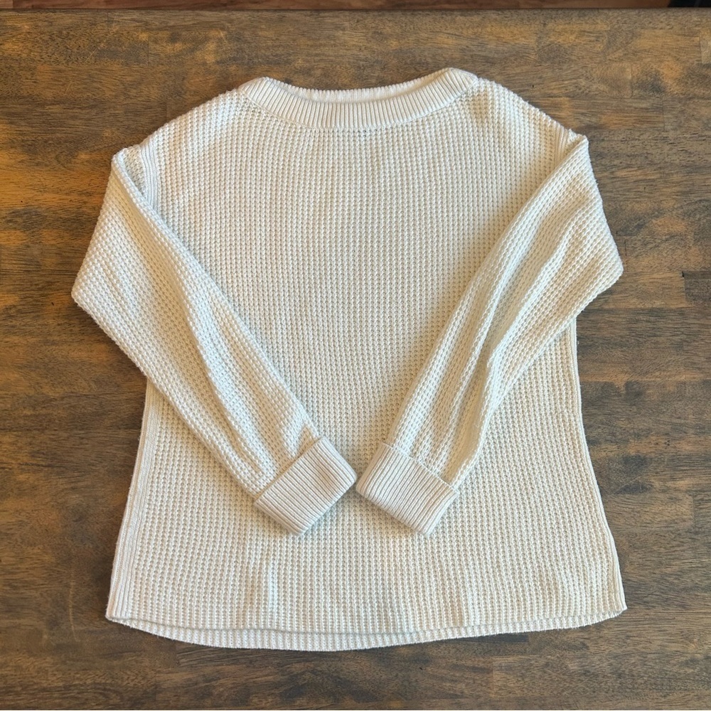Talbots Women’s Petite Small Cream Waffle Knit Cotton Blend Sweater